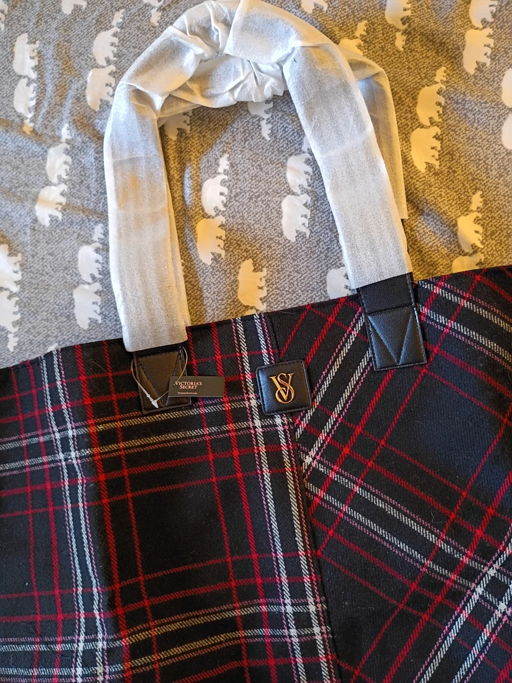 VICTORIA'S SECRET PLAID TOTE BAG
